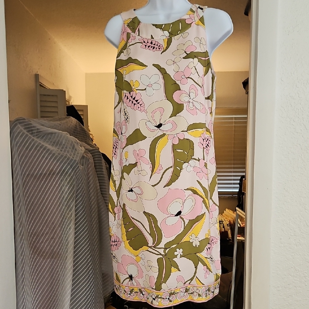 Donna Morgan Silk Floral Shift Dress Pastels